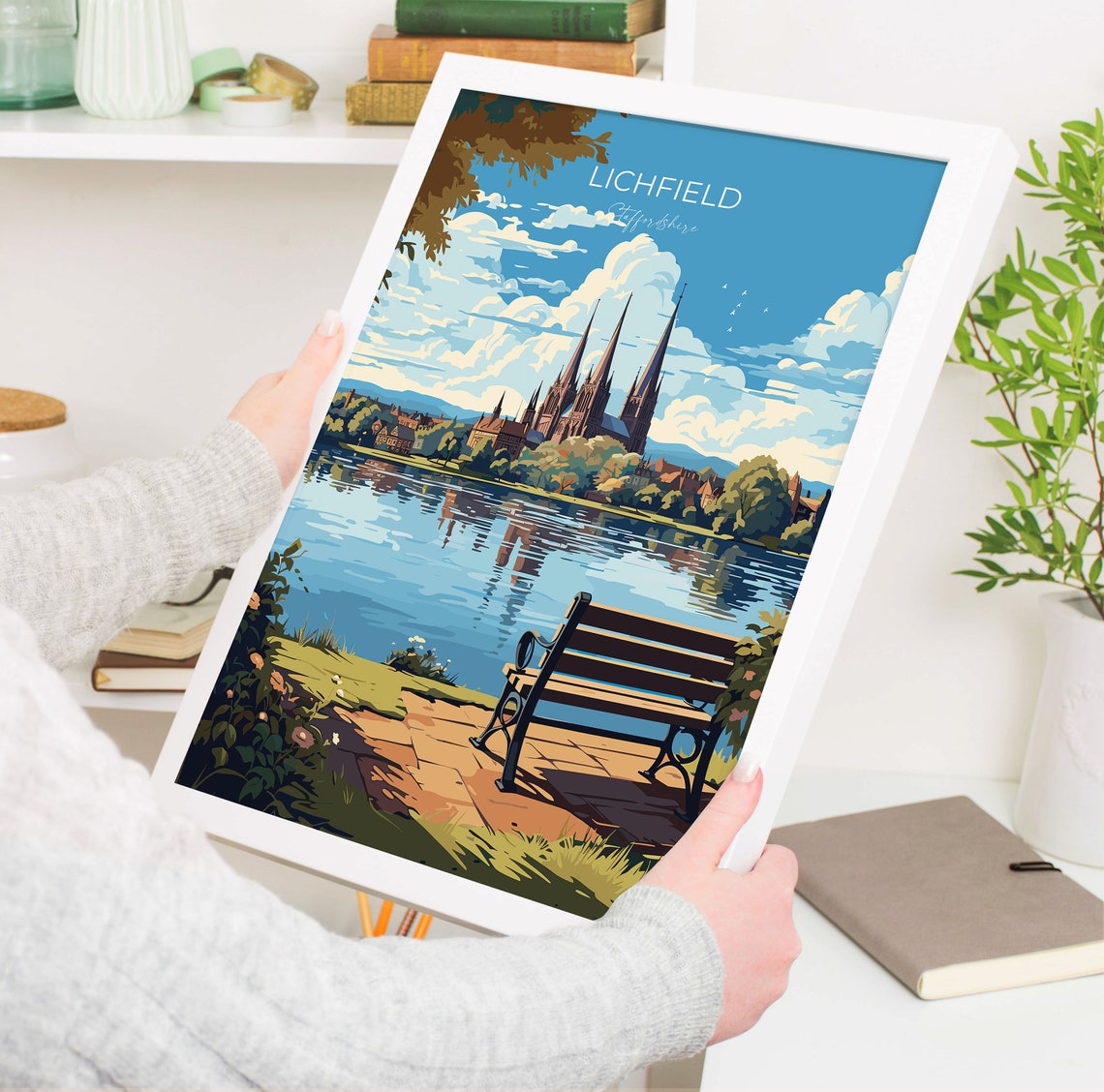 Lichfield Travel Poster Travel Print Of Lichfield England Staffordshire Art Lichfield Art Lovers Gift Wall Art Print - Image 3