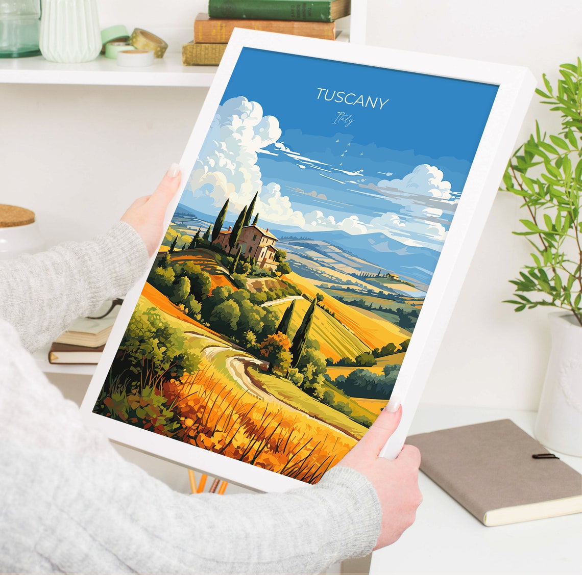 Tuscany Italy Golden Wheat Fields Villa Cypress Hills Travel Poster - Image 5