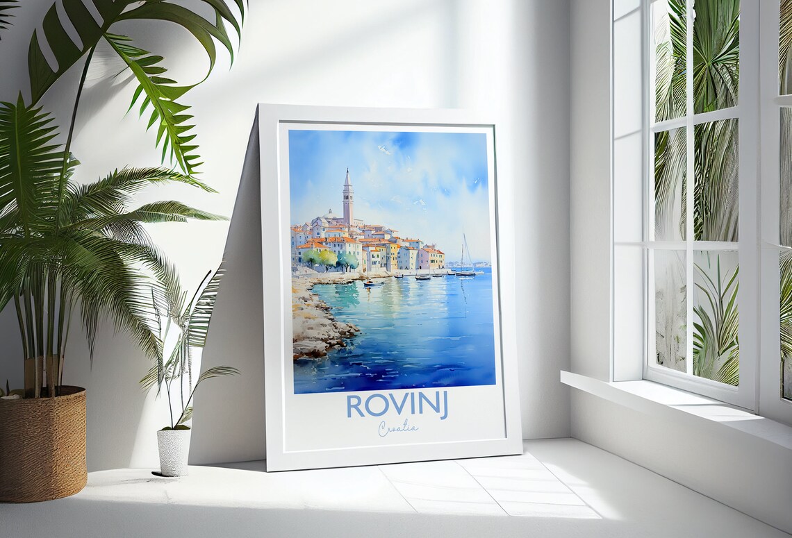 Rovinj Croatia Soft Watercolor Harbor Town Scene Travel Poster - Image 3