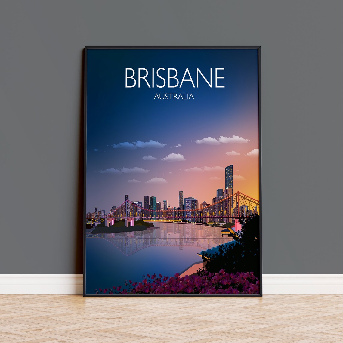 Brisbane Travel Poster, Queensland Australia Travel Print