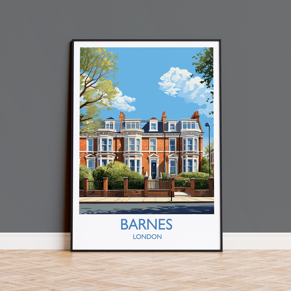 Barnes Travel Poster Travel Print Of Barnes London Poster Barnes Gift Barnes Art London Art Uk Travel Gift