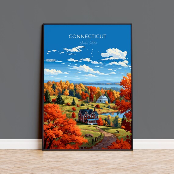 Connecticut Autumn Countryside Fall Foliage Farm Hills Poster