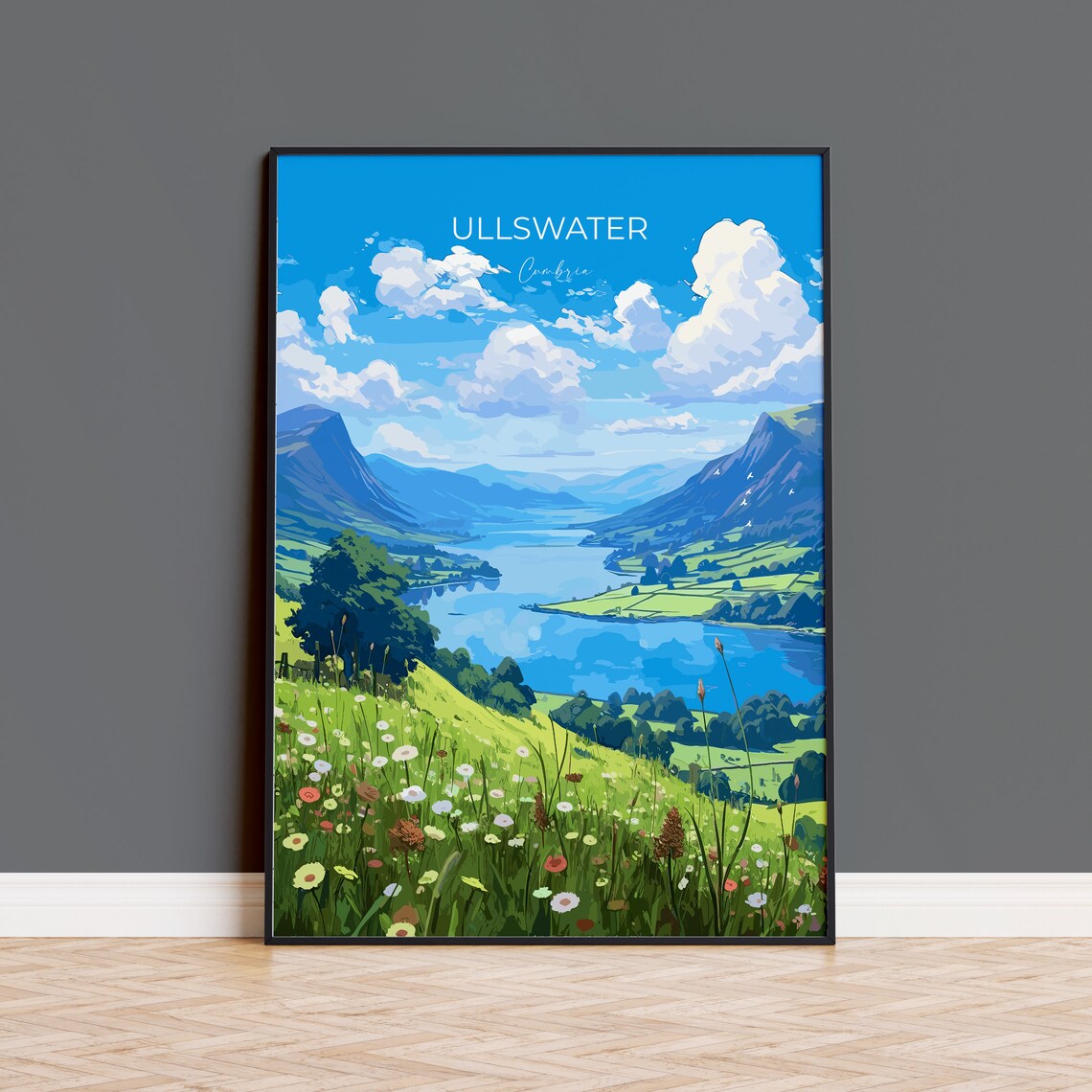Ullswater Lake District Cumbria Valley Wildflowers Travel Poster