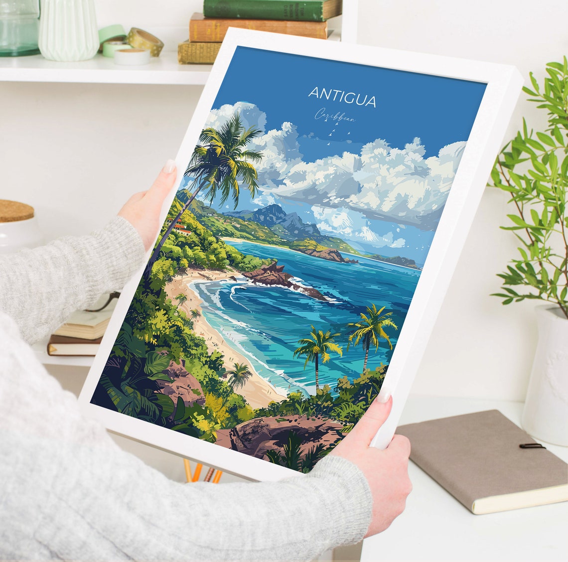 Antigua Travel Print Wall Art Travel Poster Of Antigua Caribbean Antigua Art Lovers Gift Caribbean Gift Wall Art Print - Image 3