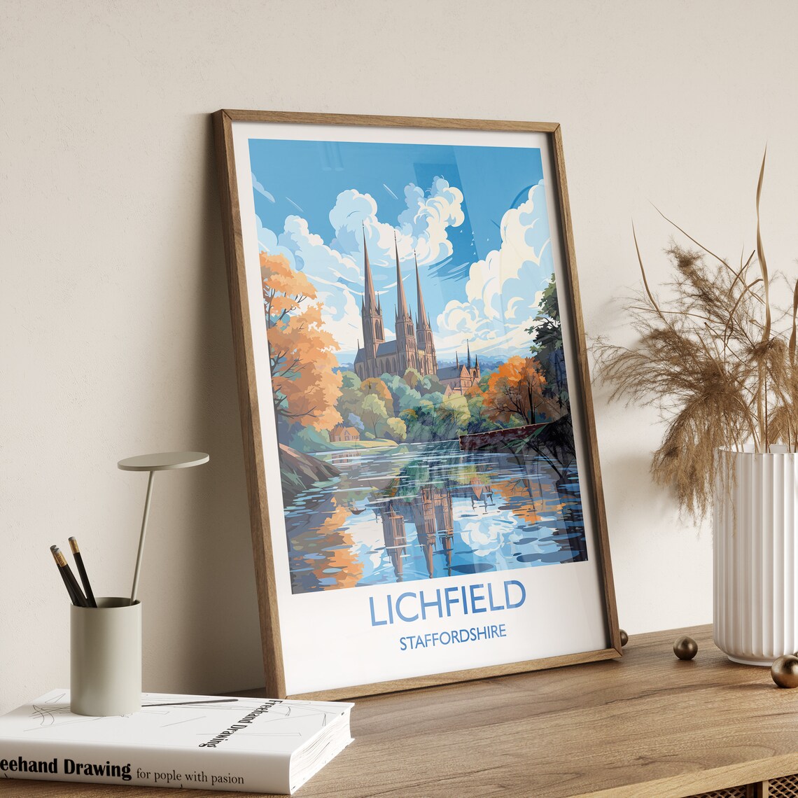 Lichfield Travel Poster, Staffordshire England Art Print - Image 2