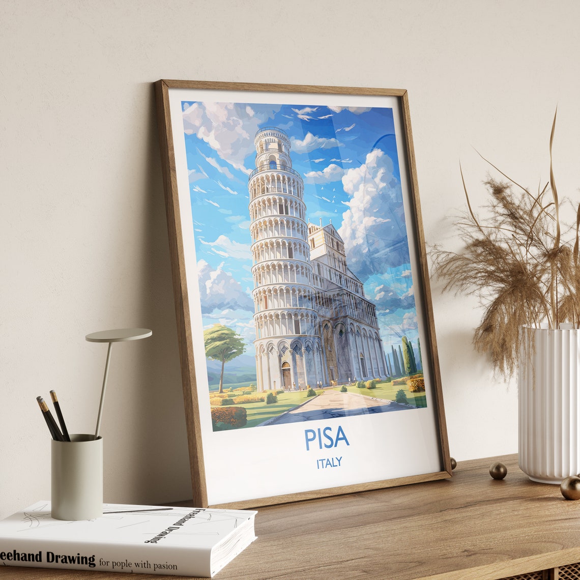 Pisa Italy Leaning Tower Cathedral Square Landmark Art Poster - Image 3