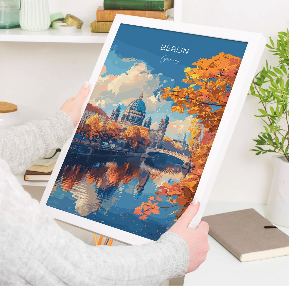 Berlin Cathedral Autumn Reflection On The River Travel Poster - Image 3