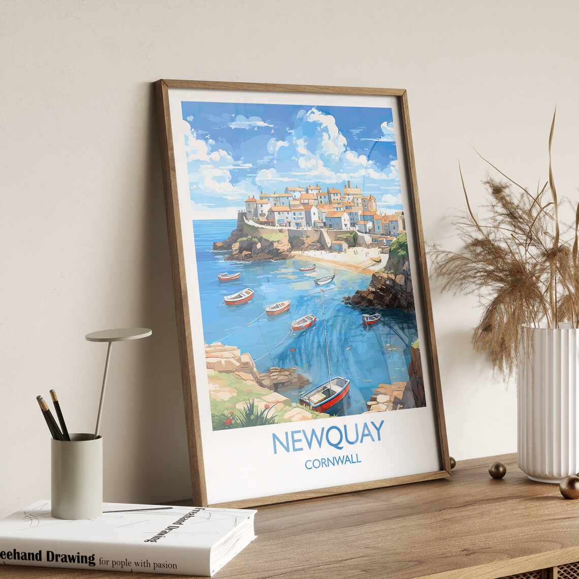 Newquay Travel Poster, Cornwall England Travel Art - Image 3