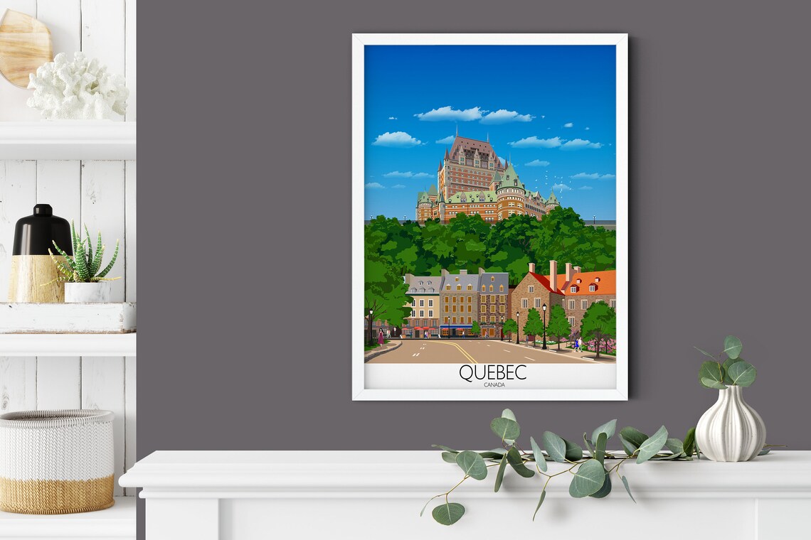 Quebec Canada Chateau Frontenac Old Town Street Scene Poster - Image 4