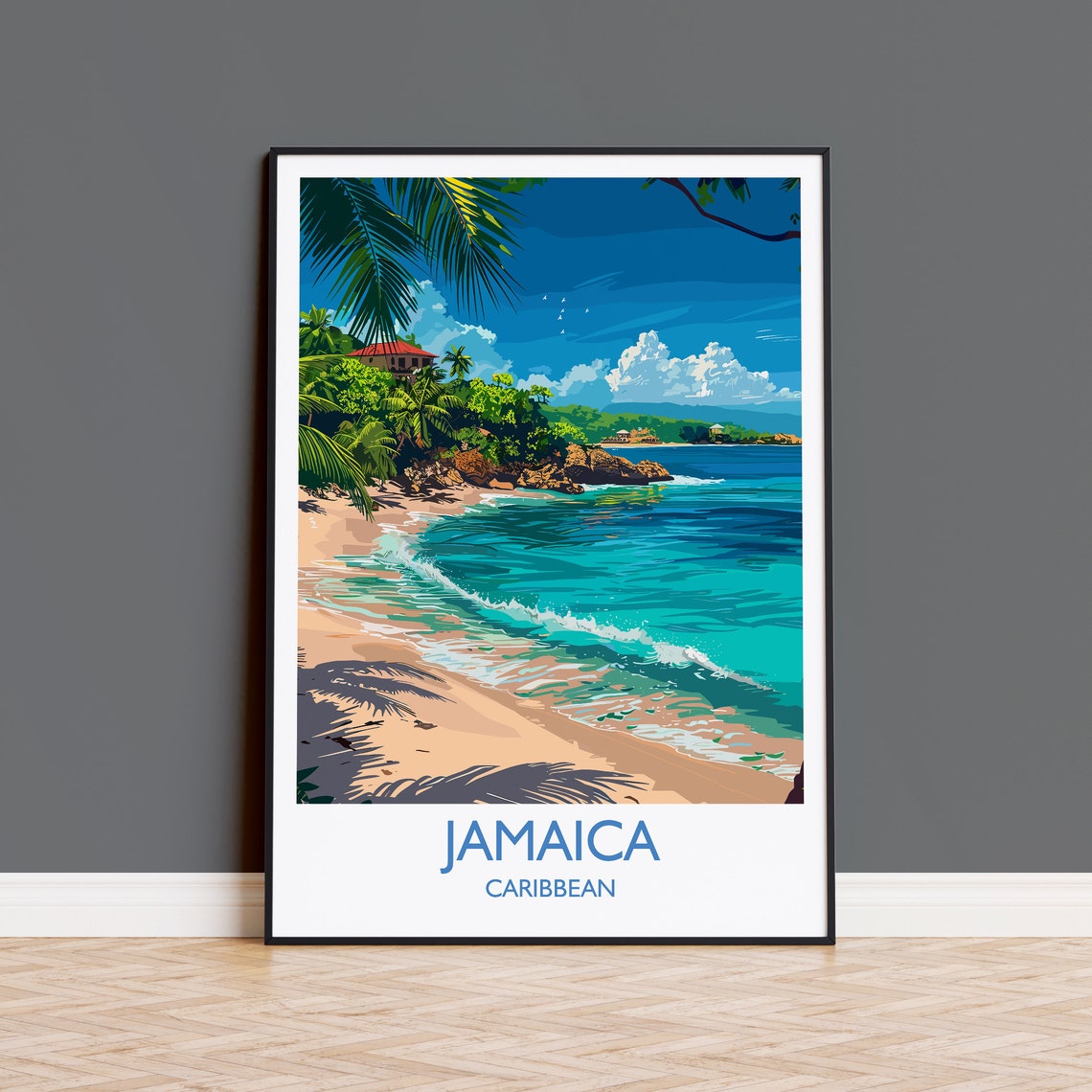 Jamaica Travel Print Travel Poster Of Jamaica Caribbean Jamaica Art Lovers Gift Caribbean Gift Wall Art Print