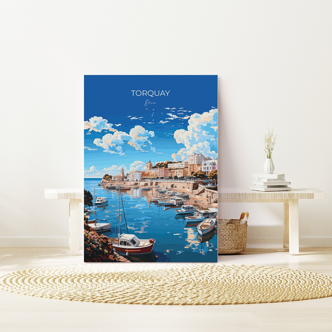 Torquay Devon Harbor Boats Quayside Waterfront Vintage Travel Poster - Image 2