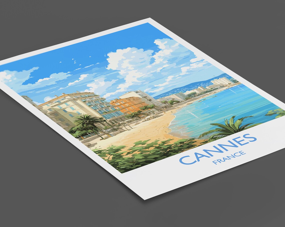 Cannes France Riviera Beach Promenade Grand Hotels Travel Poster - Image 2