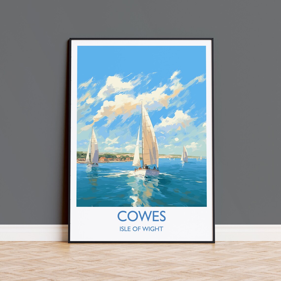 Cowes Isle Of Wight Sailing Boats Summer Regatta Travel Poster