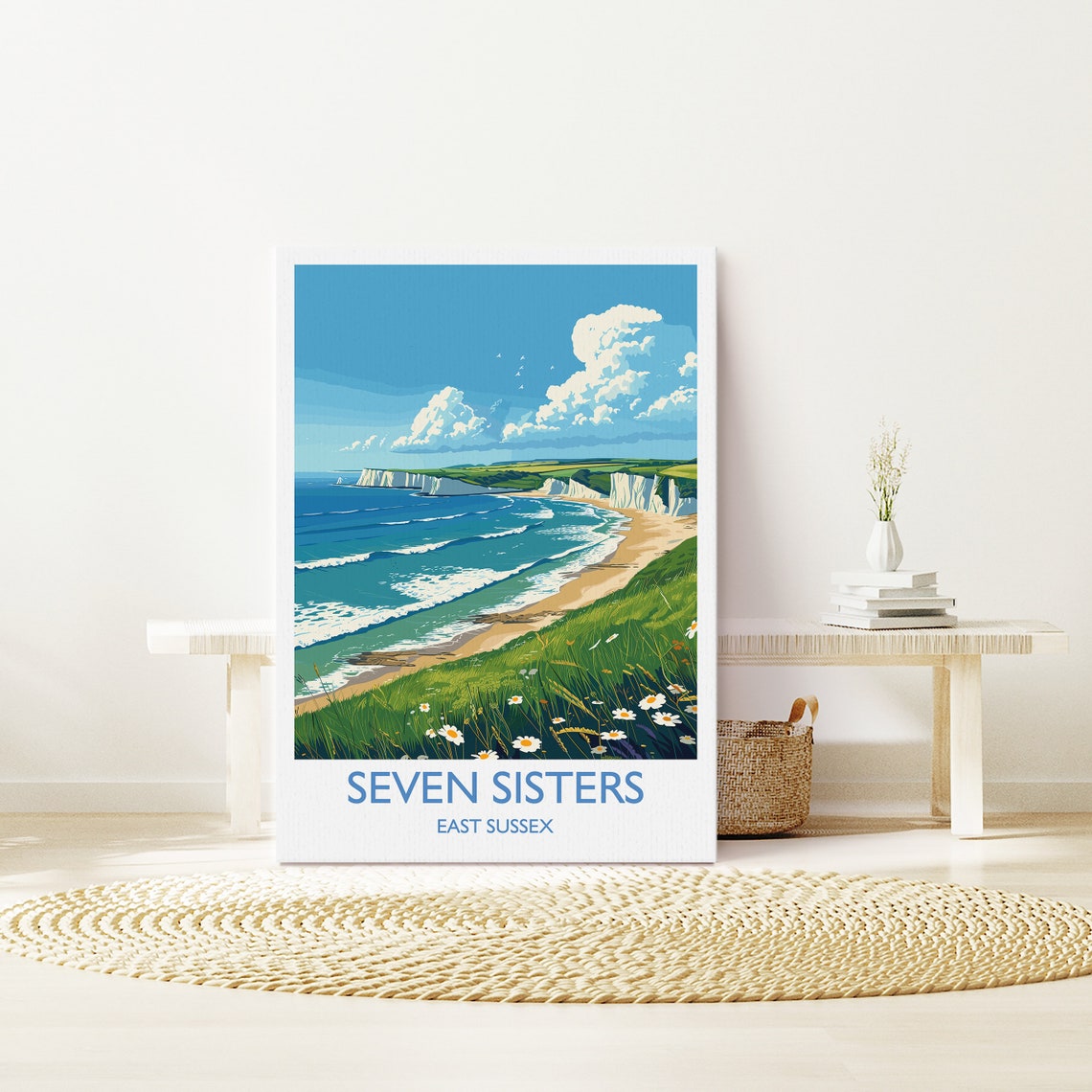 Seven Sisters Travel Print Wall Art Seven Sisters Travel Poster East Sussex English Coastal Art Seven Sisters Gift Art Lovers Gift - Image 2
