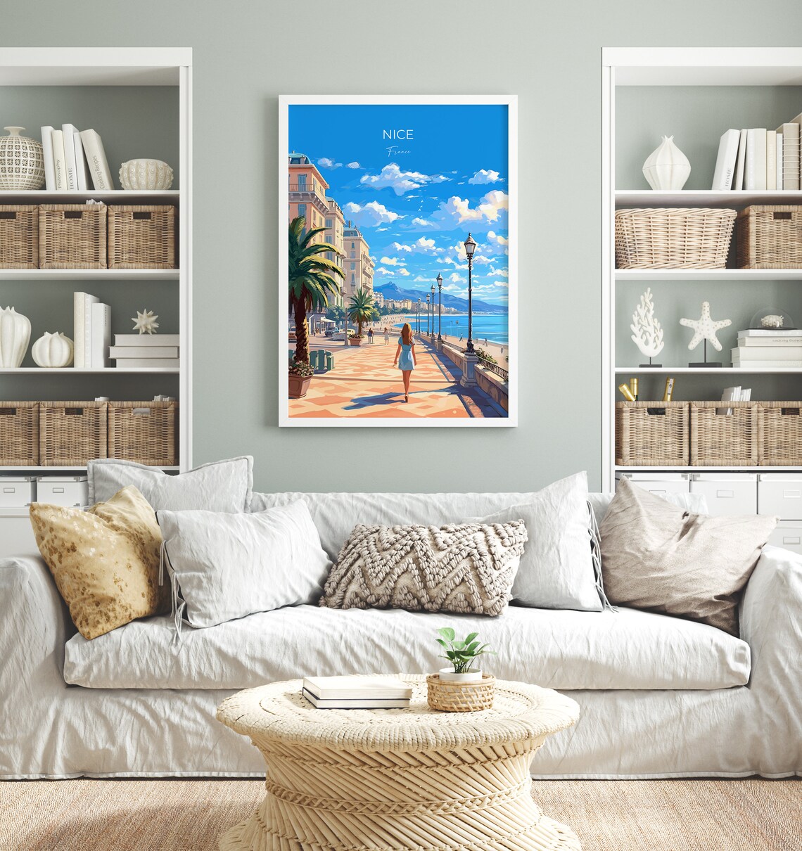 Nice Promenade des Anglais France Riviera Beachfront Scene Poster - Image 4