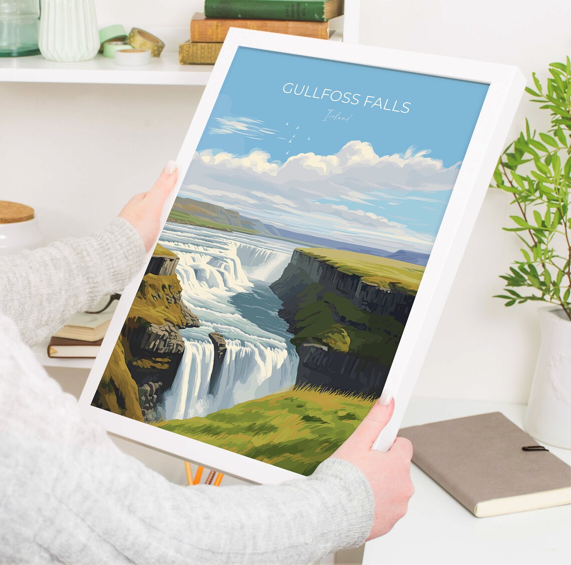 Gullfoss Falls Travel Poster, Iceland Art Print - Image 5