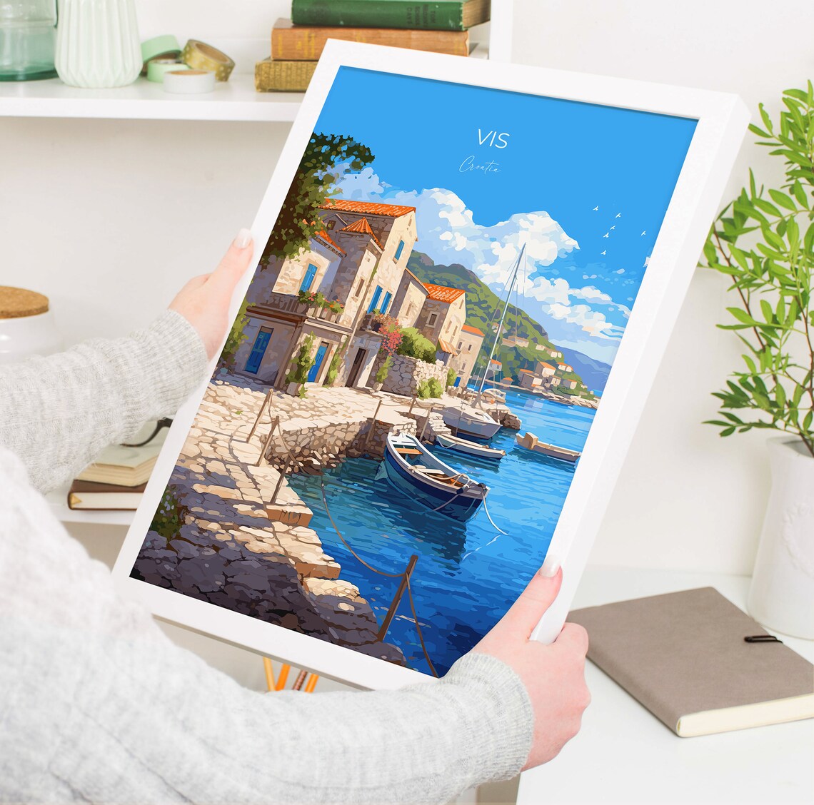 Vis Croatia Stone Harbor Fishing Boats Island Town View Poster - Image 5