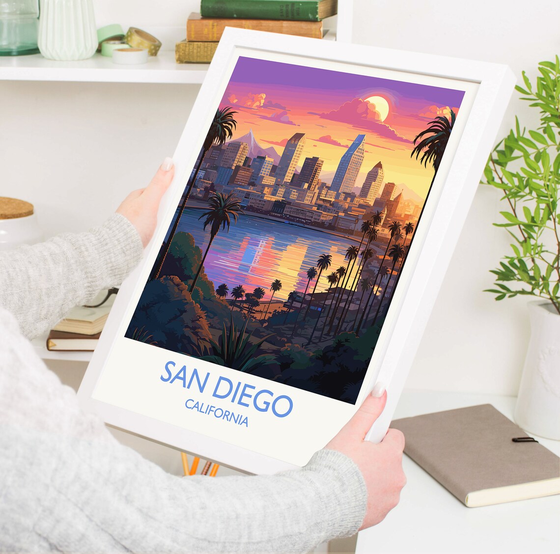 San Diego Sunset Skyline California Palm Bay Waterfront Poster - Image 5