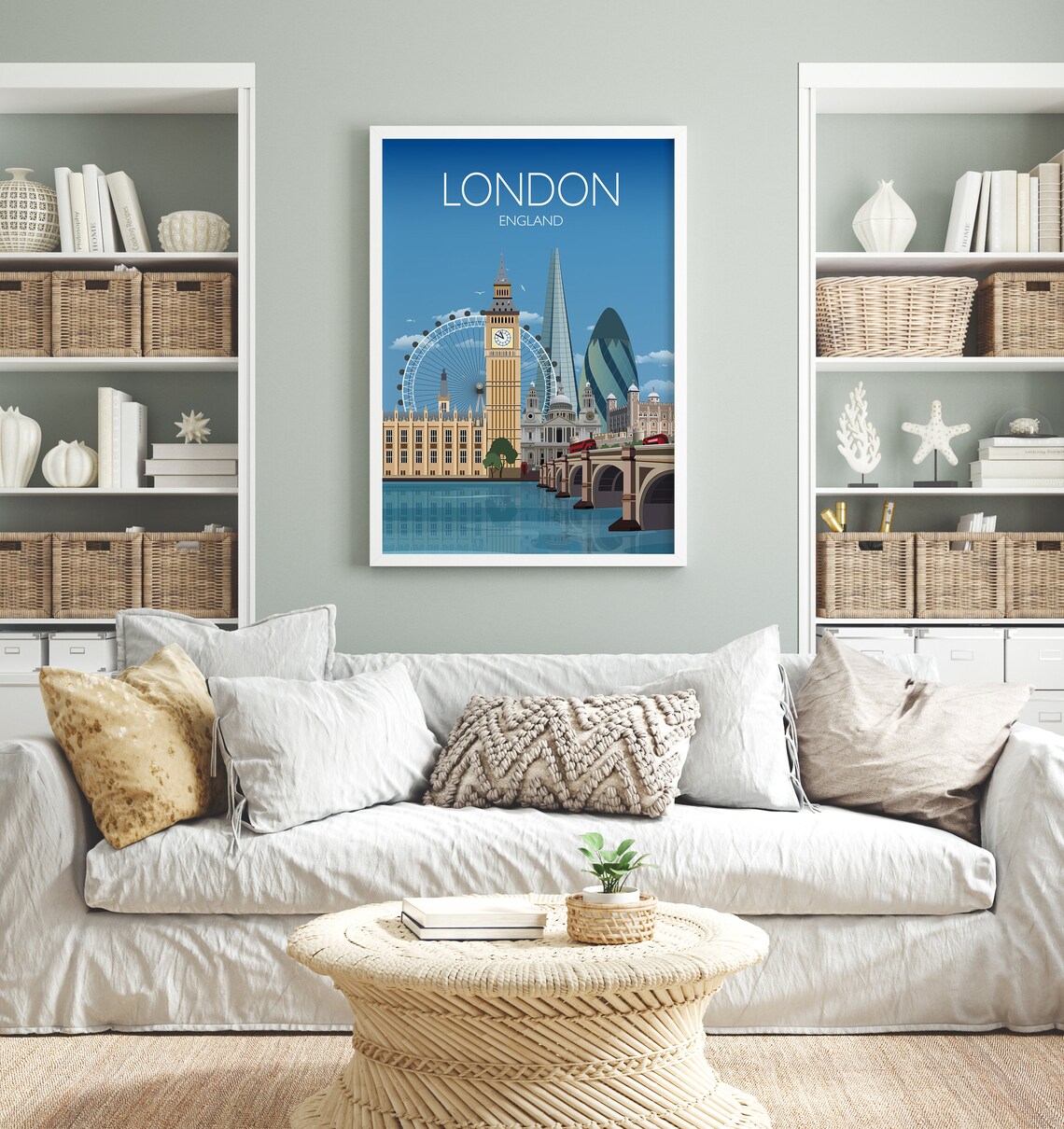 London Travel Poster, St Paul’s, Big Ben, Tower - Image 2