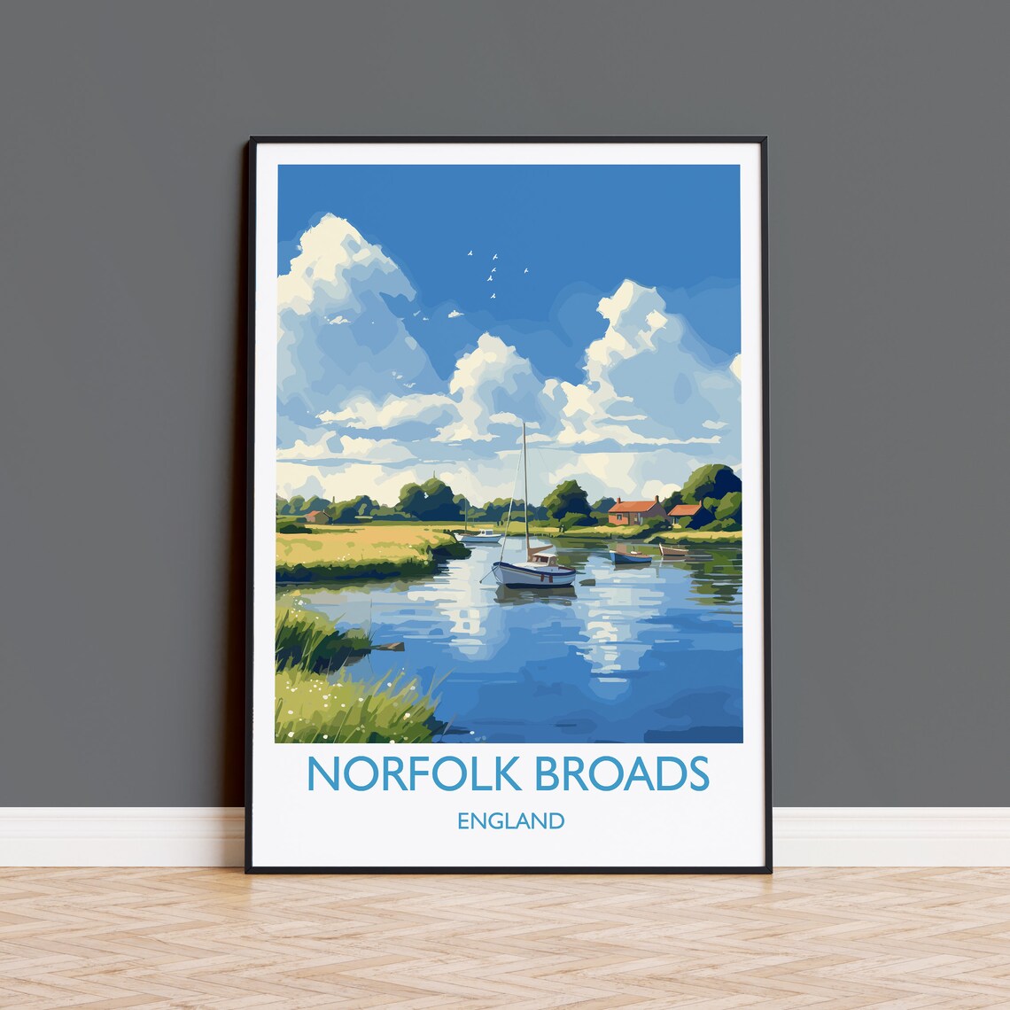 Norfolk Broads Travel Poster, England Art Print