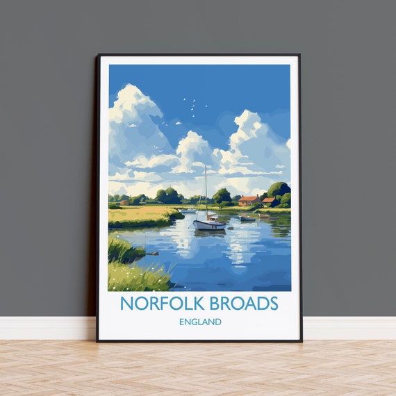 Norfolk Broads Travel Poster, England Art Print