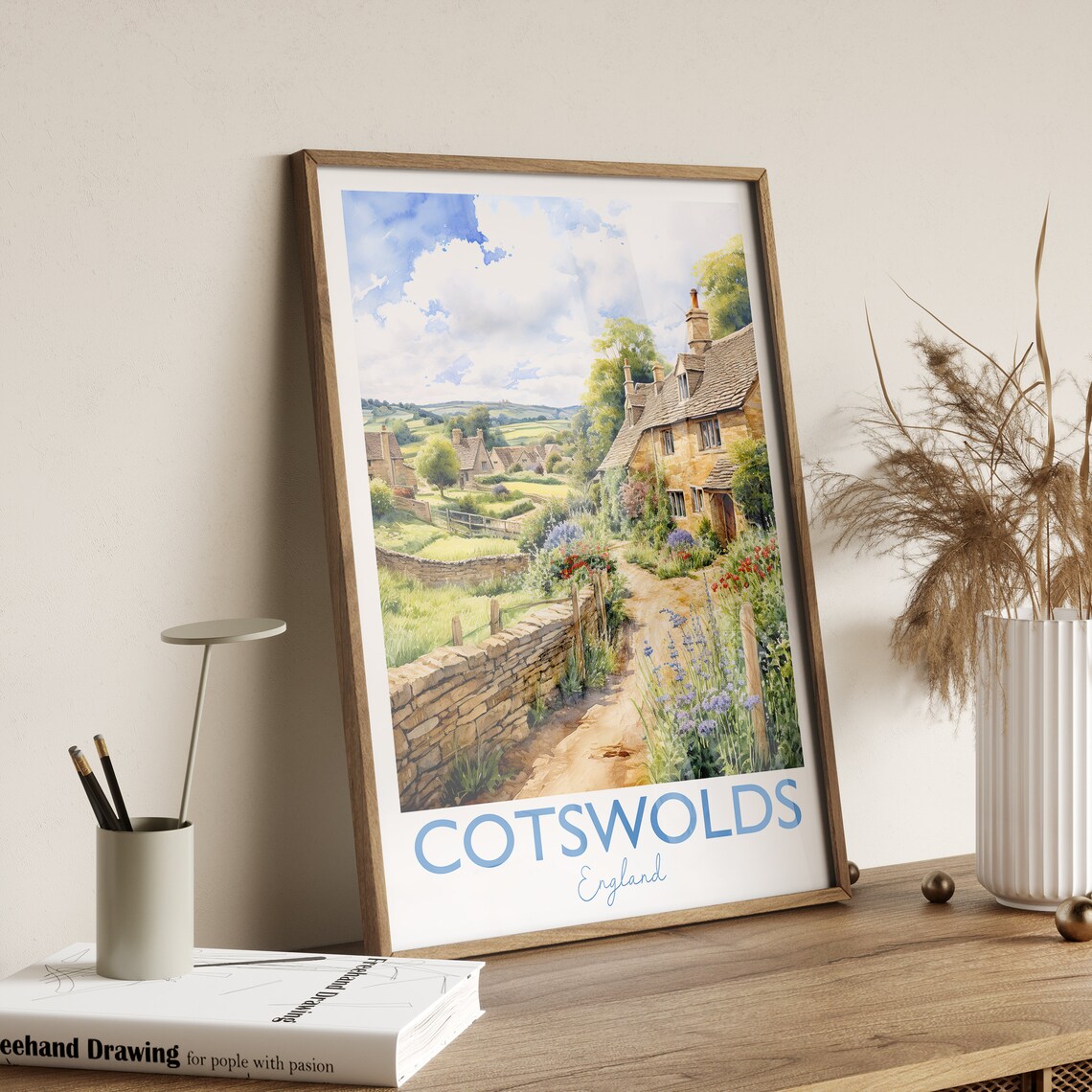 Cotswolds Travel Poster, England Watercolor Print - Image 3