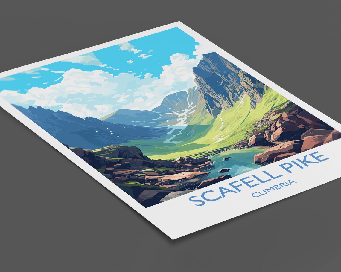Scafell Pike Cumbria Rocky Valley Mountain Tarn Scenic Poster - Image 2
