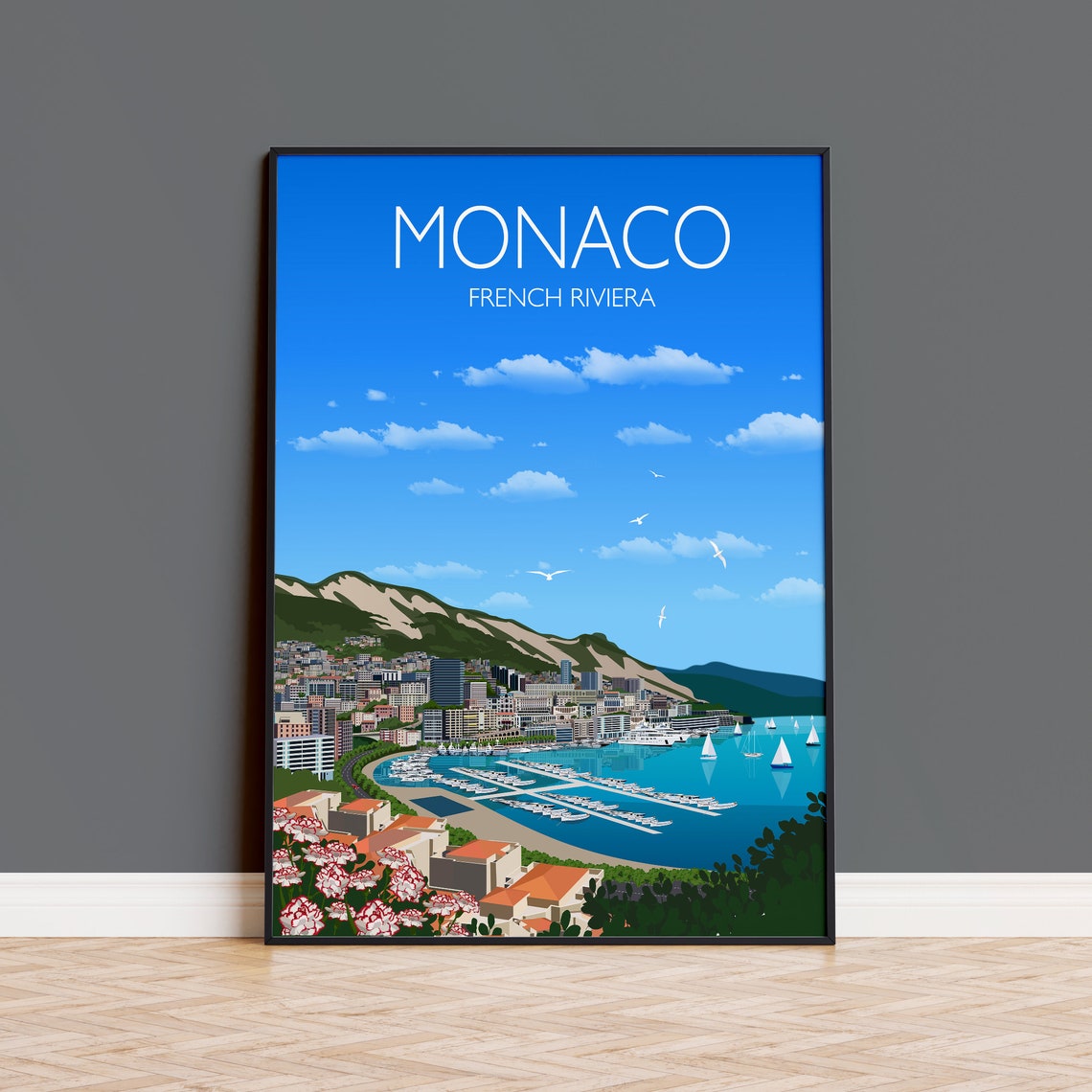 Travel Poster Of Monaco Travel Print Of Monaco French Riviera Travel Poster Monaco Print