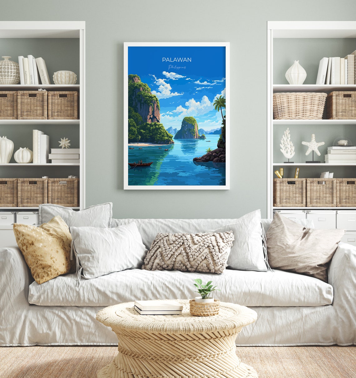 Palawan Philippines Karst Cliffs Lagoon Boats Travel Poster Wall Decor - Image 3