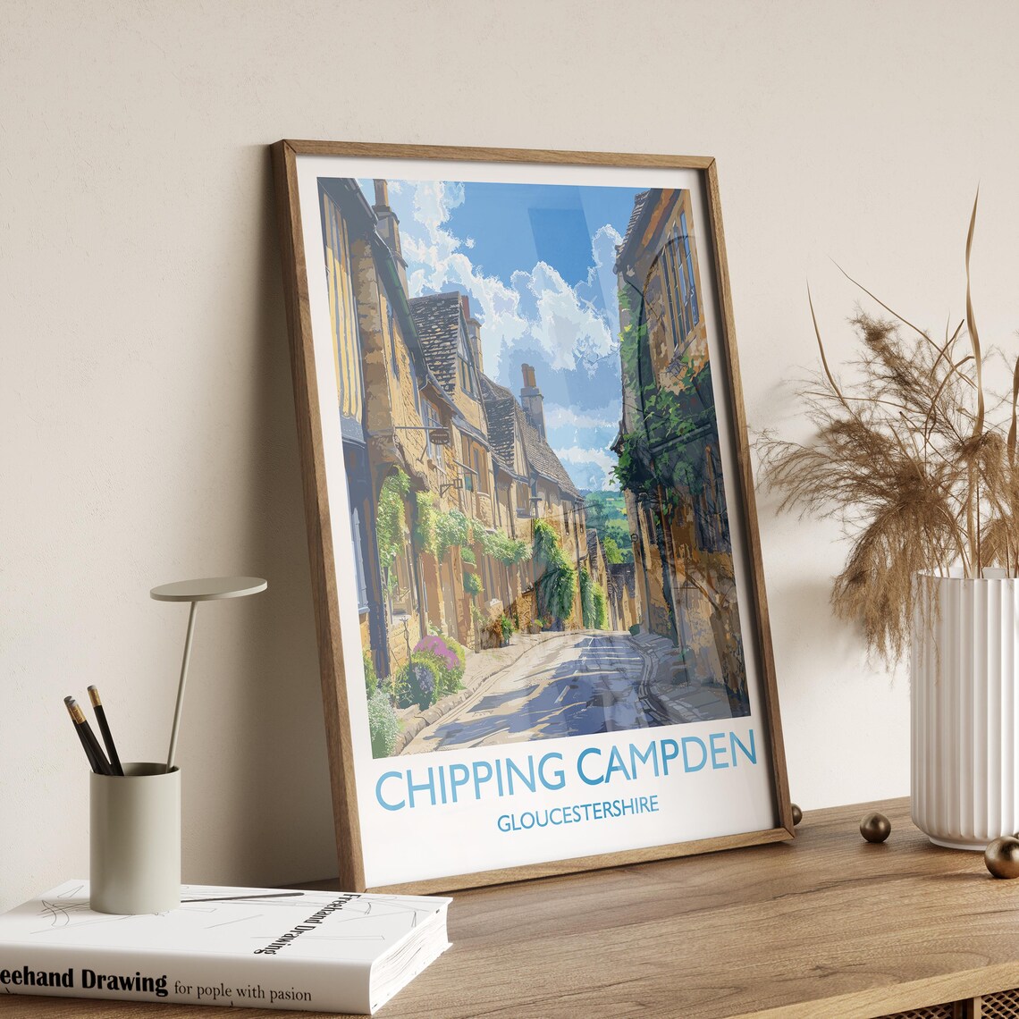 Chipping Campden Cotswolds Street With Bottom Caption Poster - Image 2
