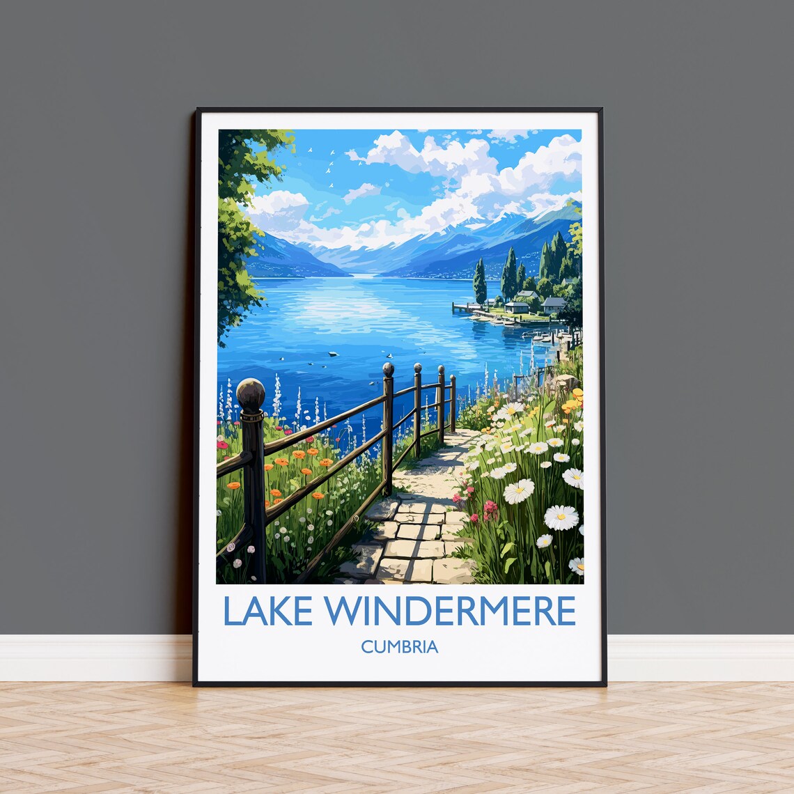 Lake Windermere Travel Poster, Cumbria England