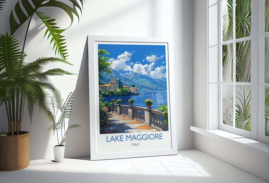 Lake Maggiore Italy Terrace Balcony Lakeside View Travel Poster - Image 3