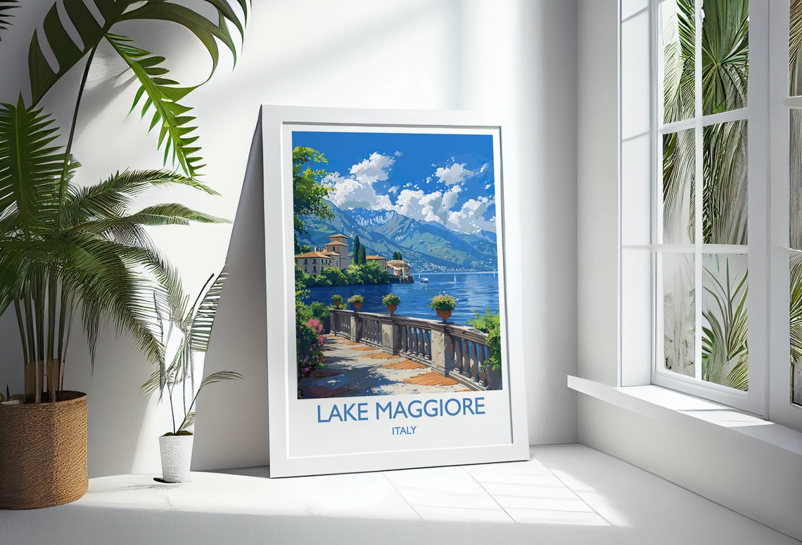 Lake Maggiore Travel Print Wall Art Travel Poster Of Lake Maggiore Lake Maggiore Art Lovers Gift Italy Italian Lakes Art Gift - Image 3