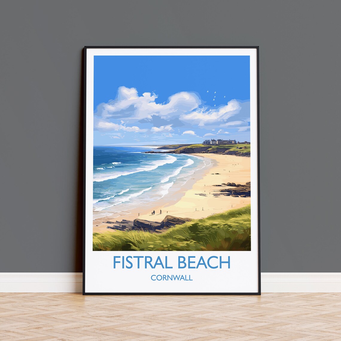 Fistral Beach Travel Poster, Cornwall England