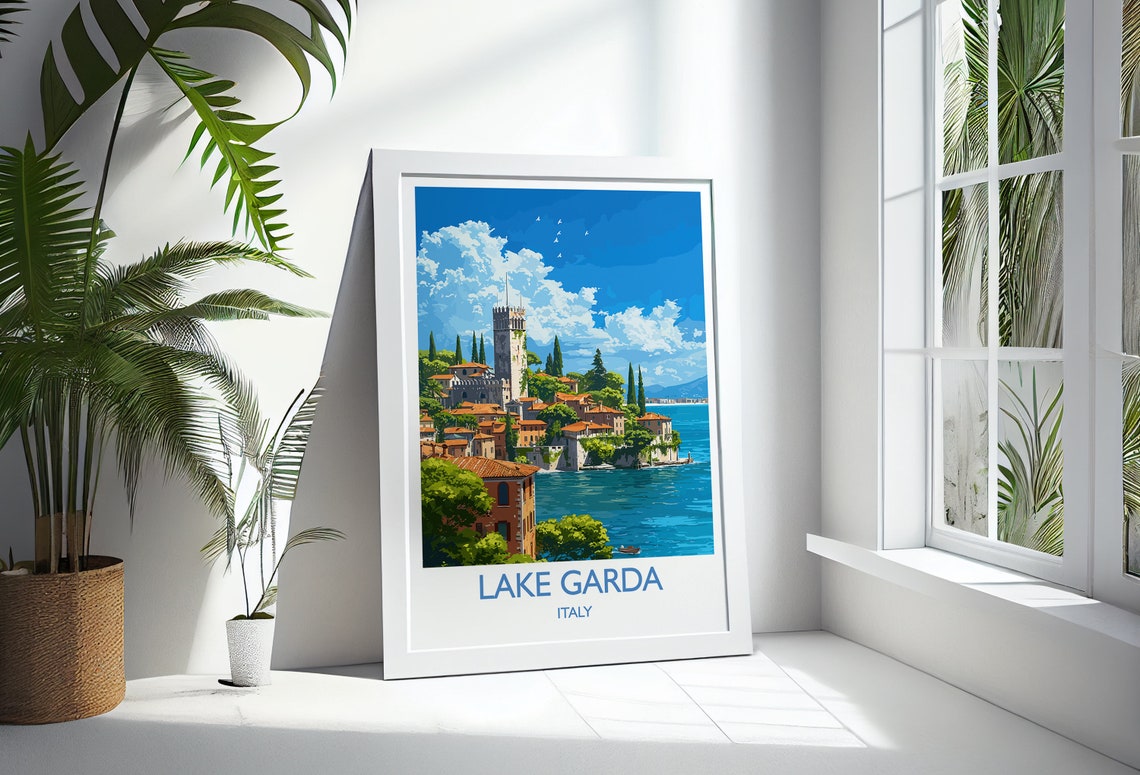 Lake Garda Travel Print Wall Art Travel Poster Of Lake Garda Lake Garda Art Lovers Gift Italy Italian Lakes Art Gift - Image 3