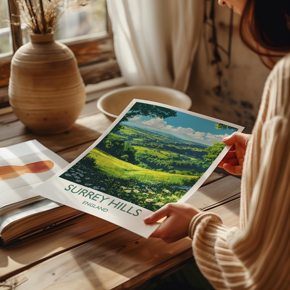 Surrey Hills Travel Poster, English Countryside - Image 2