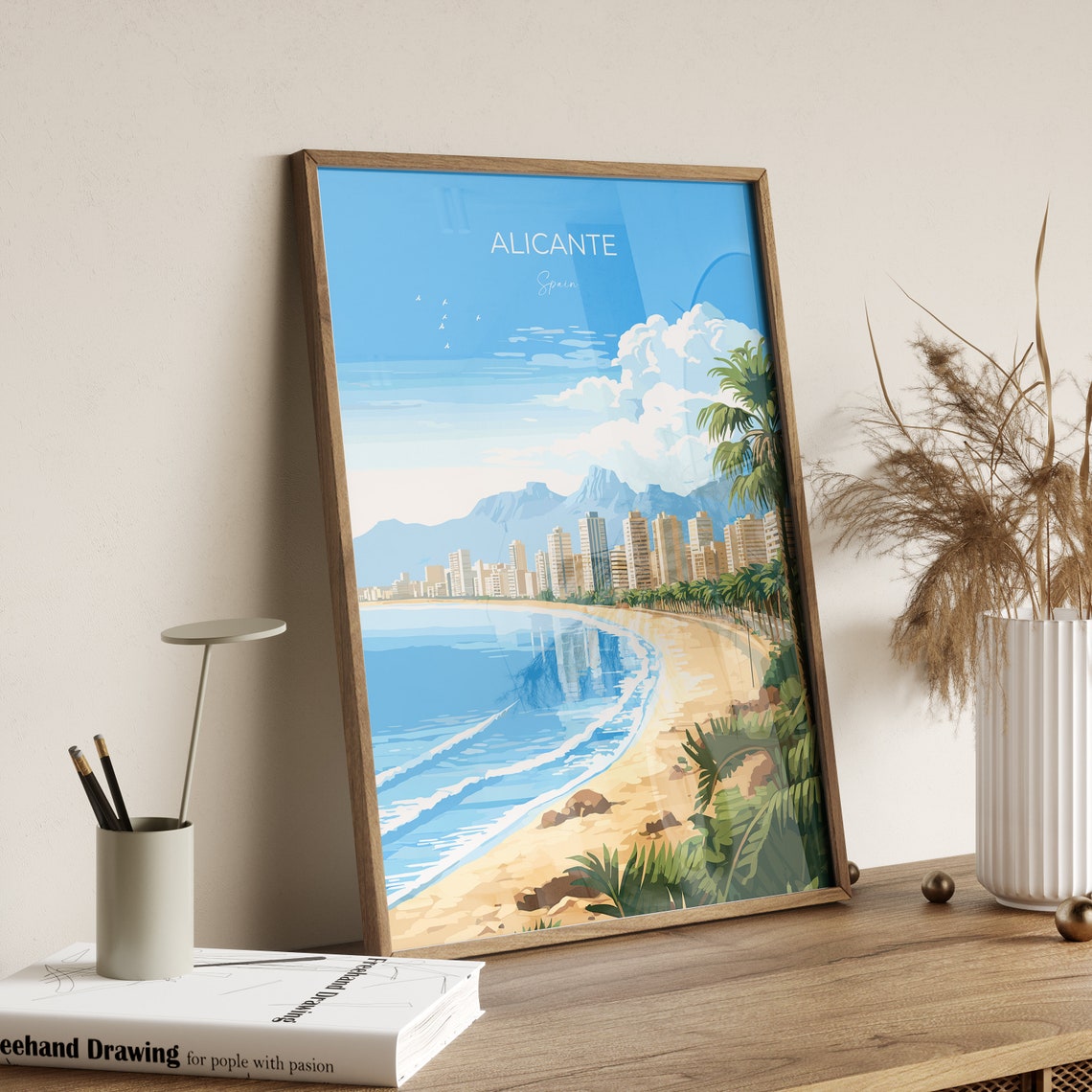 Alicante Travel Print Wall Art Travel Poster Of Alicante Spain Alicante Art Gift Spanish Coast Art - Image 2