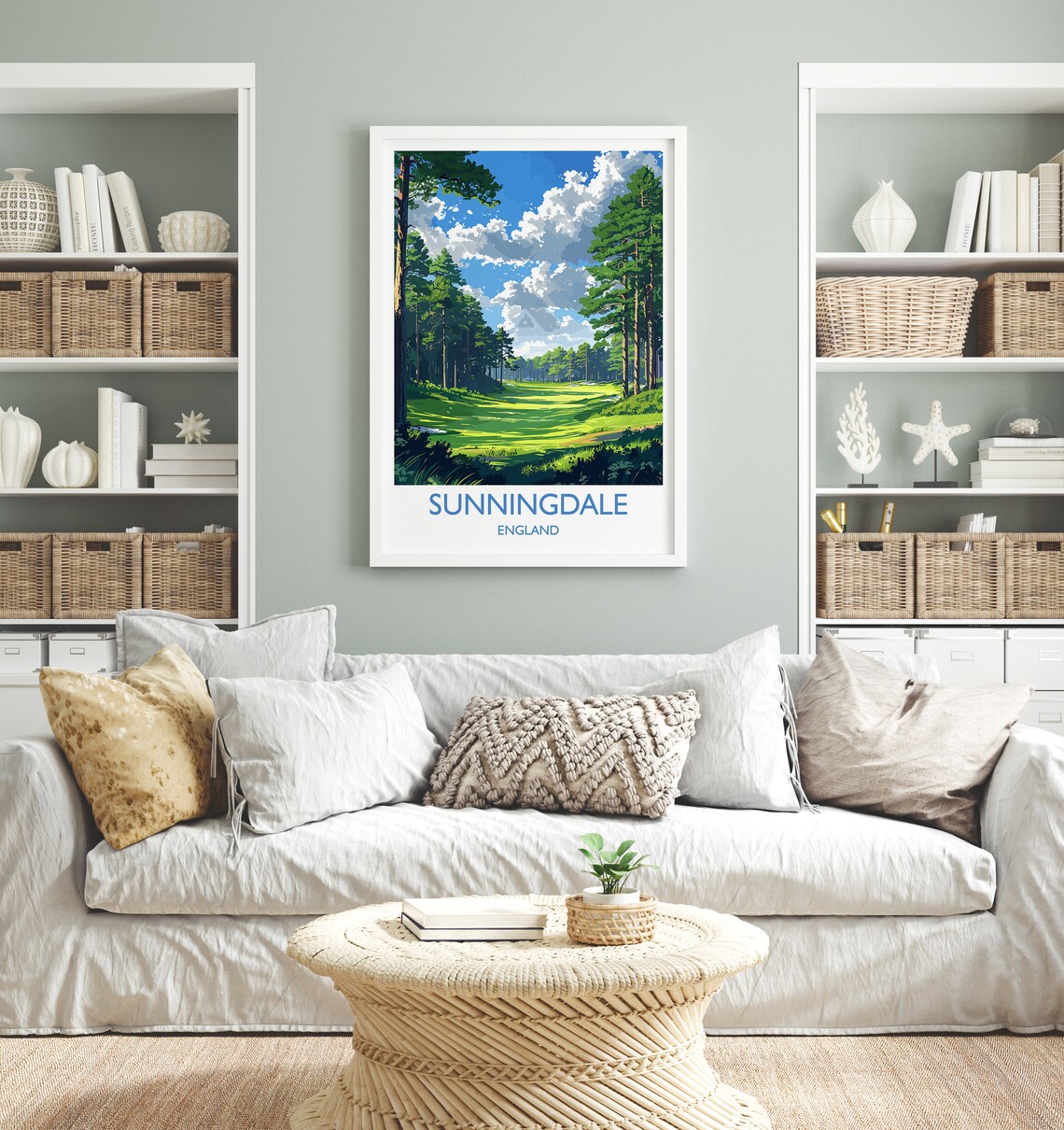 Sunningdale England Pine Lined Golf Fairway Summer Travel Poster - Image 4