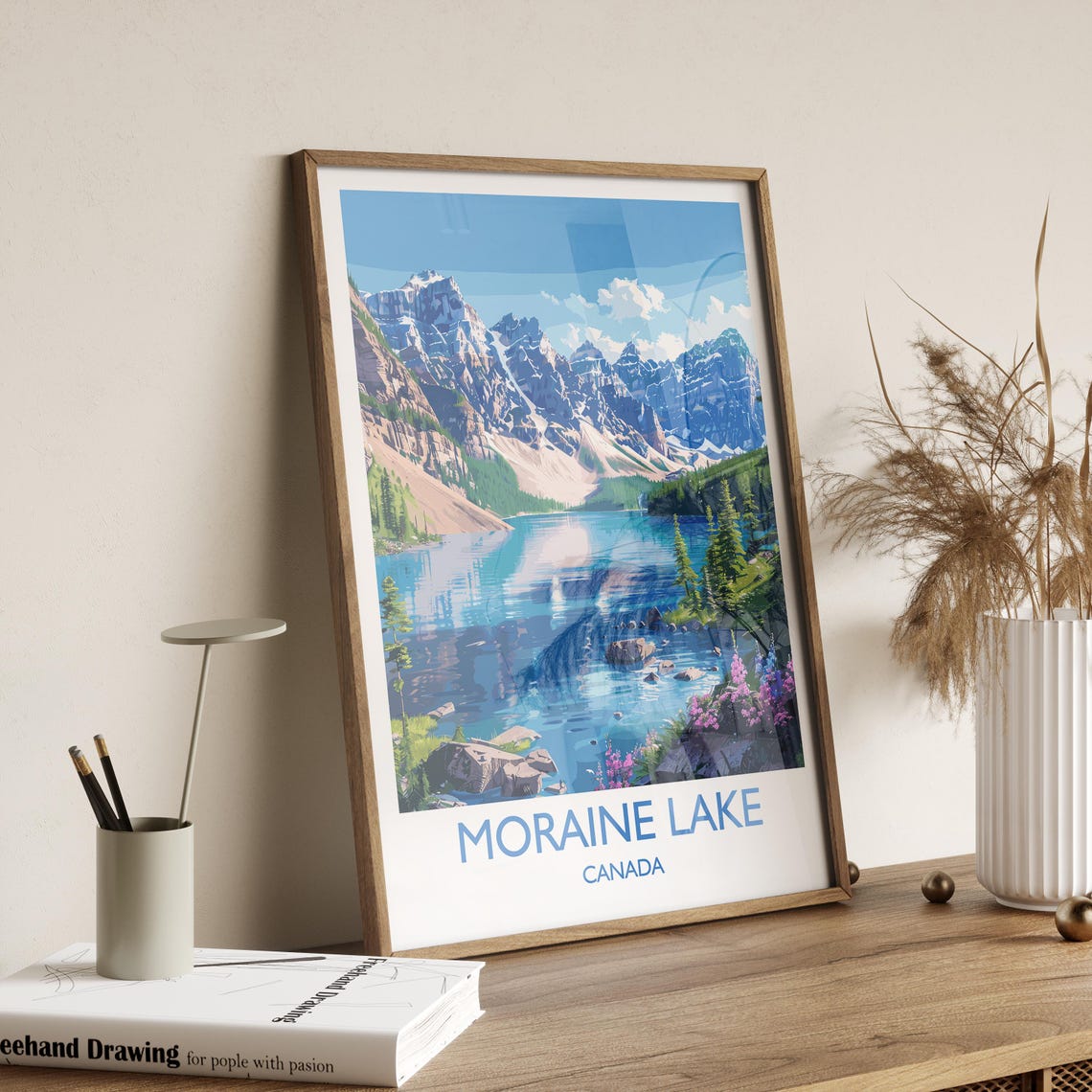 Moraine Lake Canada Mountain Reflection White Border Travel Poster - Image 2