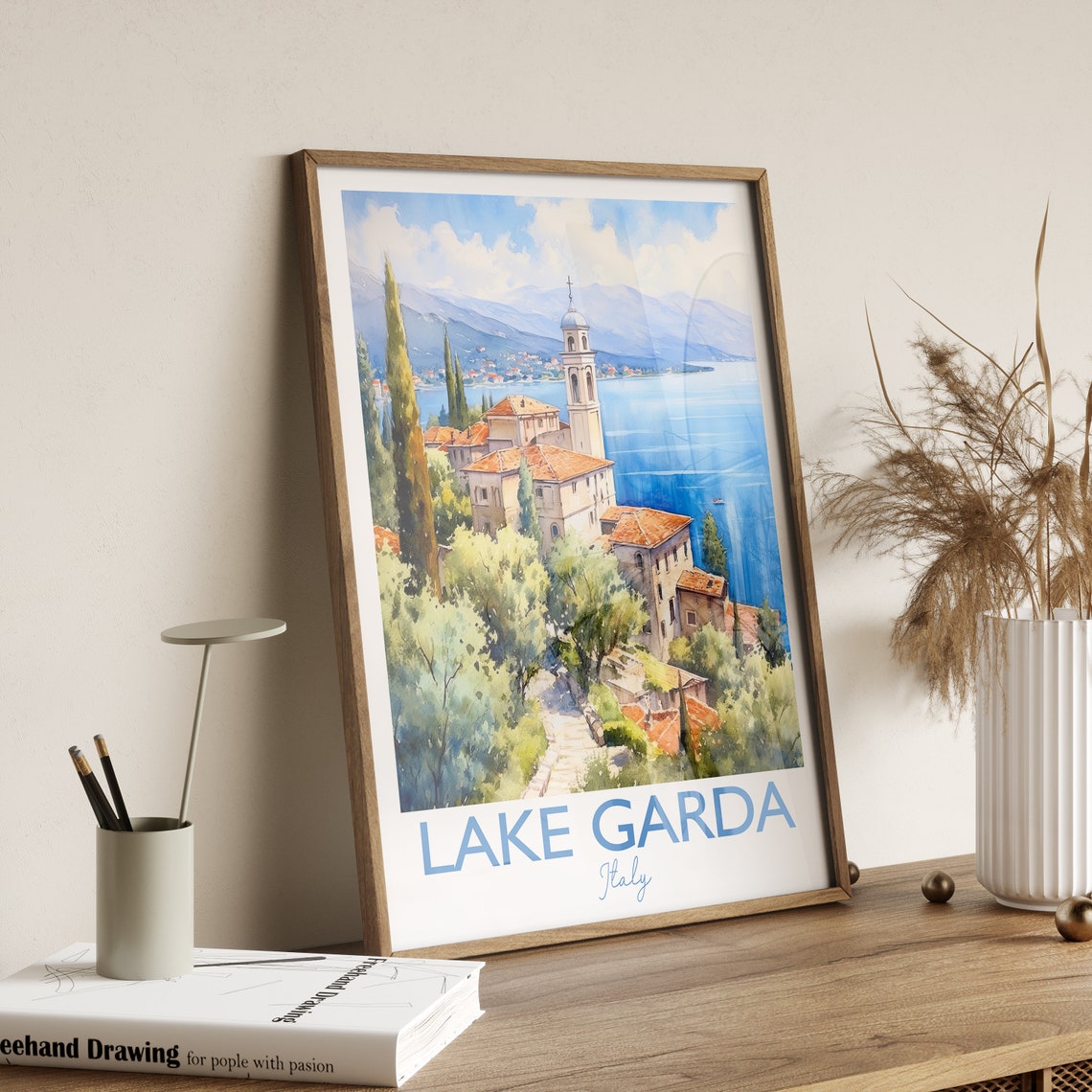 Lake Garda Watercolour Print Travel Poster Of Lake Garda Italy Lake Garda Gift Travel Watercolour Gift - Image 4