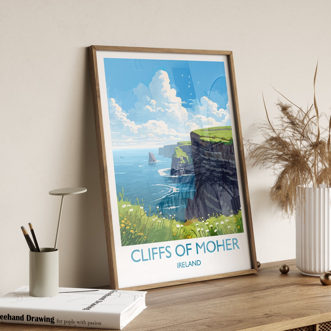 Cliffs of Moher Ireland Dramatic Sea Cliffs Wildflower Travel Poster - Image 3