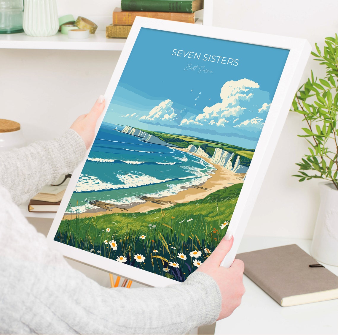 Seven Sisters Travel Print Wall Art Seven Sisters Travel Poster East Sussex English Coastal Art Seven Sisters Gift Art Lovers Gift - Image 5