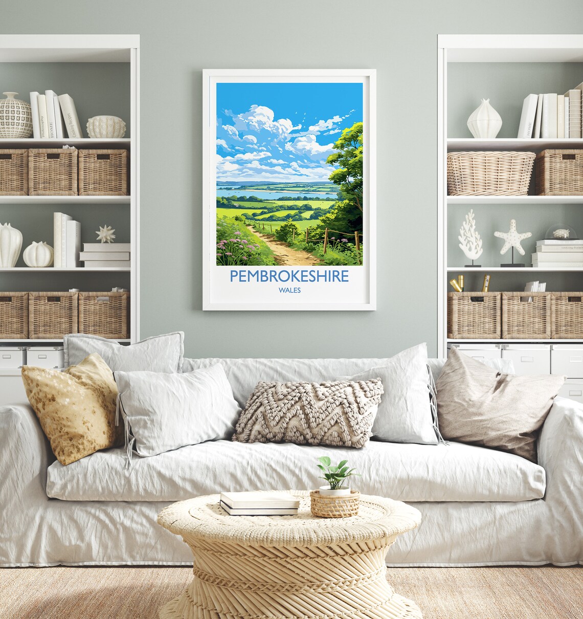Pembrokeshire Wales Country Path Green Hills Estuary Travel Poster - Image 4