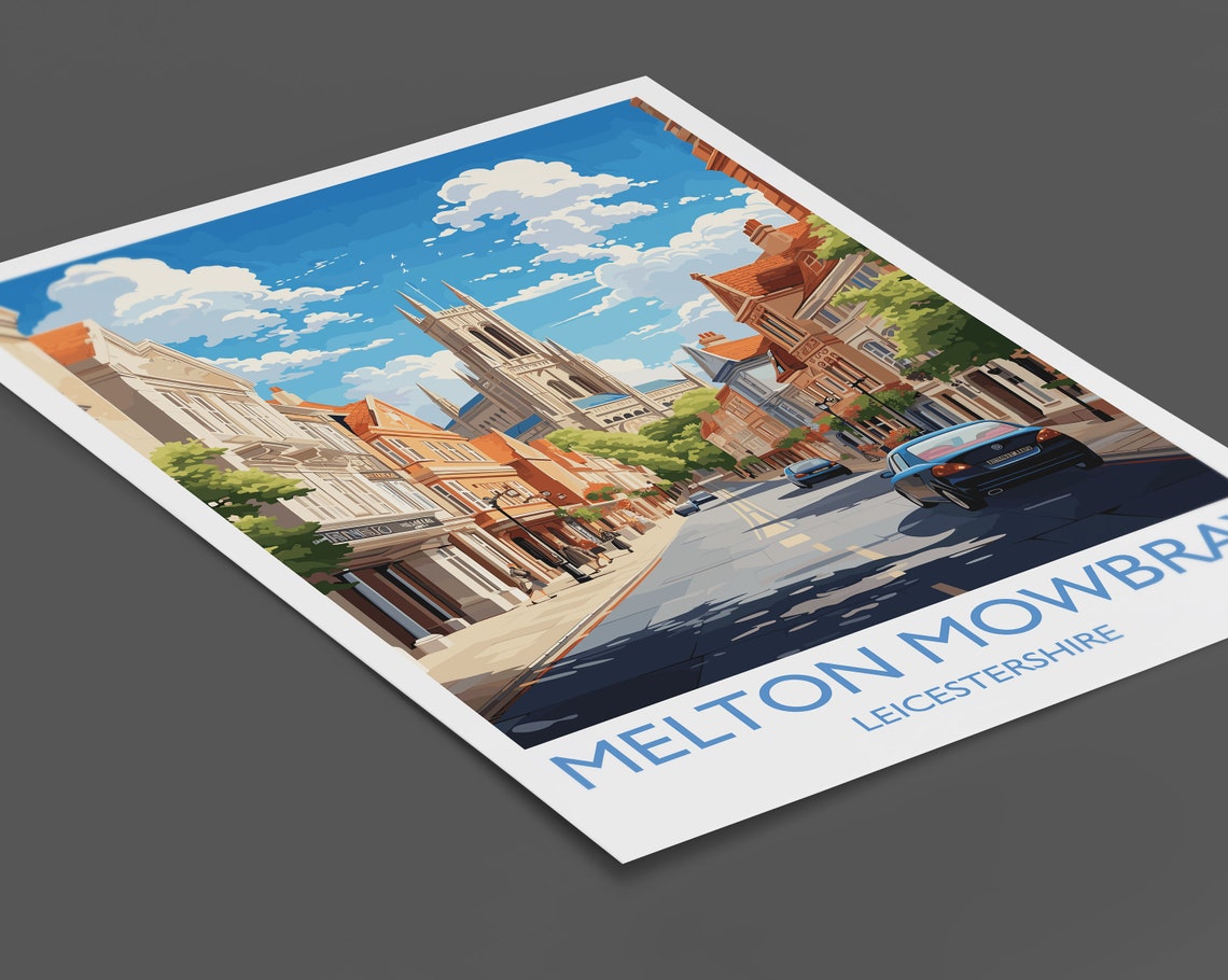 Melton Mowbray Travel Print Wall Art Travel Poster Of Melton Mowbray England Leicestershire Art Lovers Gift English Countryside - Image 2