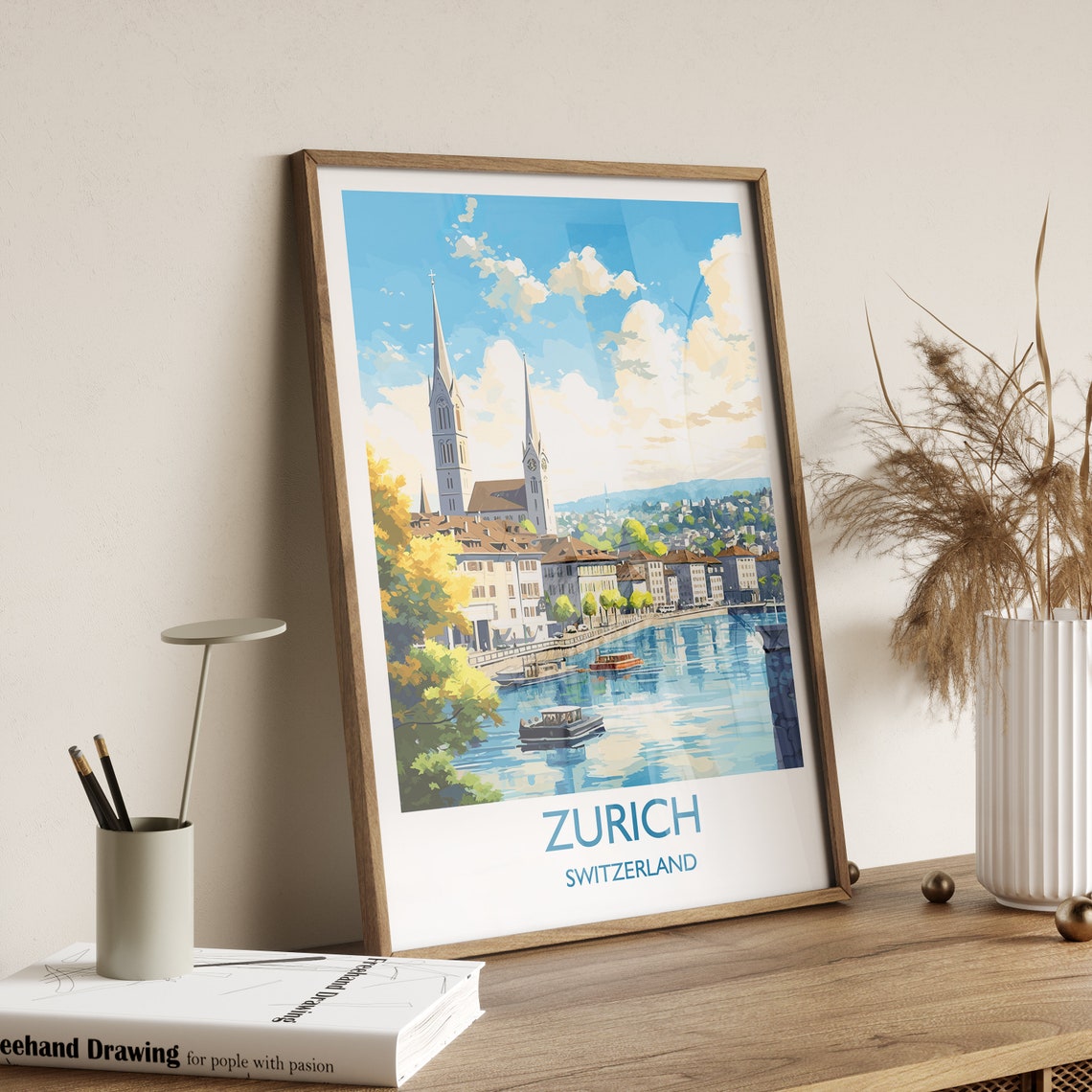 Zurich Travel Poster Travel Print Of Zurich Switzerland Swiss Art Zurich Gift Wall Art Print - Image 3