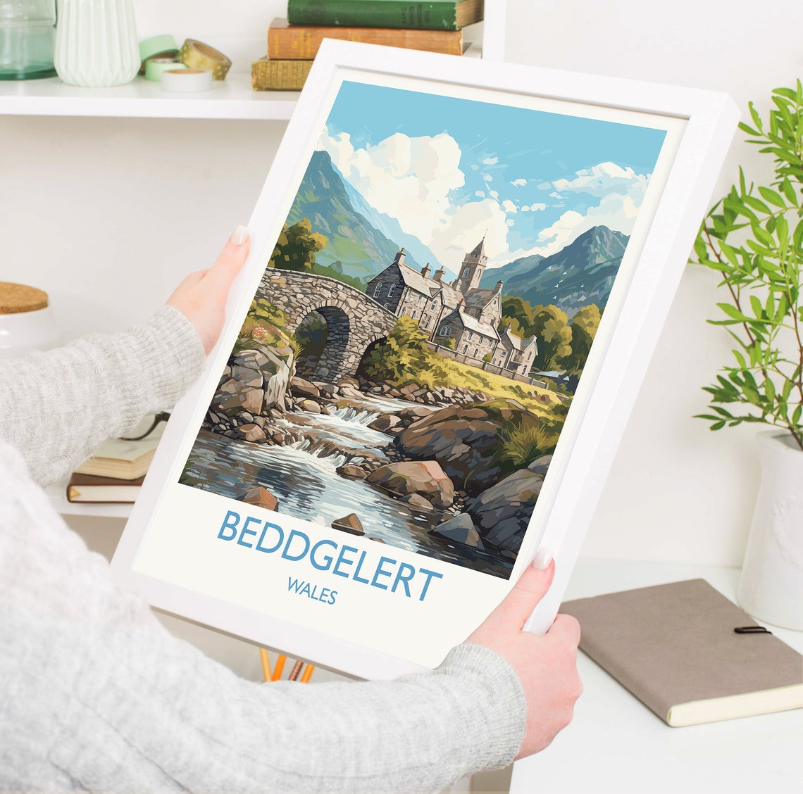 Beddgelert Wales Stone Bridge River Mountain Village Travel Poster - Image 5