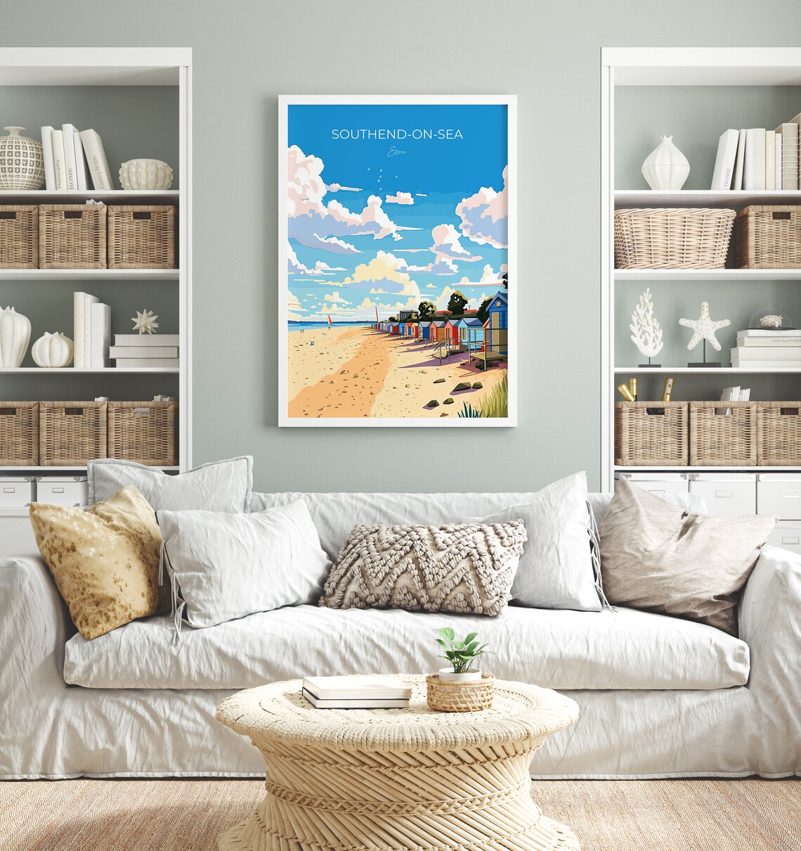 Southend On Sea Essex Colorful Beach Huts Sunny Coast Travel Poster - Image 4