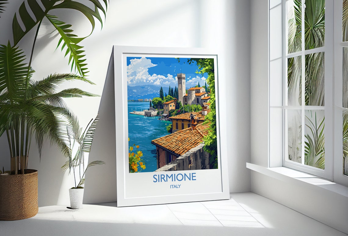 Sirmione Travel Poster Wall Art Travel Print Of Lake Garda Sirmione Art Lovers Gift Italy Italian Lakes Art Gift - Image 3