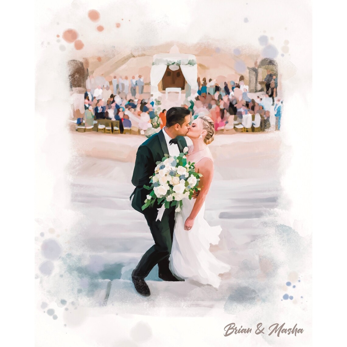 Custom Watercolour Family Portrait Wall Art Print - Image 2