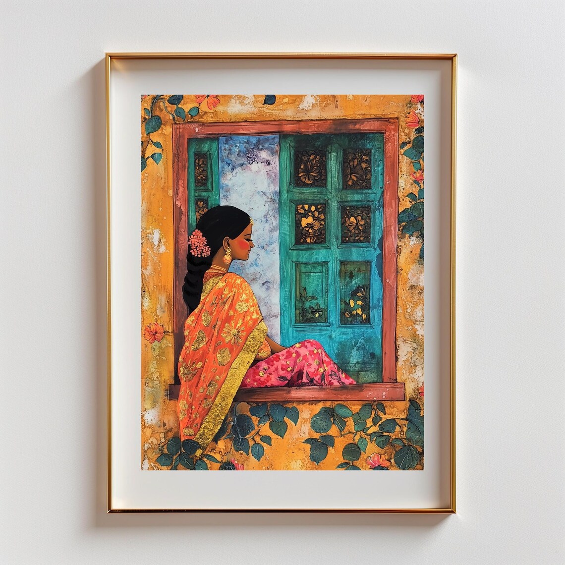 Girl In The Window, South Asian Woman Art Print